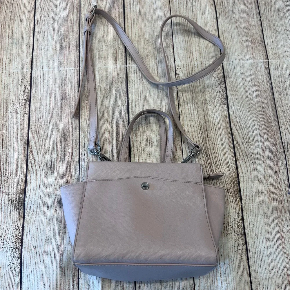Steve Madden Dusty Pink Saffiano Vegan‎ Leather Winged Satchel Crossbody Bag